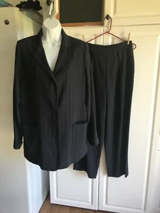 Pre-Owned Women's Valerie Stevens Blazer/Pants Set Size 10 Blue with Blue Lines - Picture 1 of 8