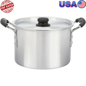 8 Quart Lightweight Aluminum Stock Pot with Lid Double Sided Stay-Cool Handles - Picture 1 of 12