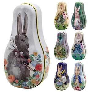 1x Empty Candy Tin Box Easter Bunny Candy Box Portable Chocolate Storage Box - Picture 1 of 19