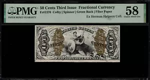 FR-1370 $0.50 Third Issue Fractional Currency - 50 Cents - Graded PMG 58 - Picture 1 of 2