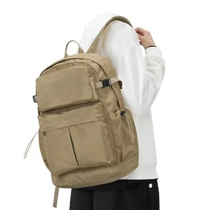 Khaki Laptop Backpack for Men Simple College Travel Casual Daypack Carry On - Picture 1 of 7