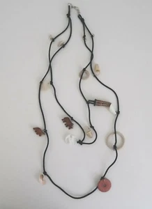 Boho Halskette Tropical Island Artikel kleine Körbe Muscheln Knochen Modeschmuck - Bild 1 von 4