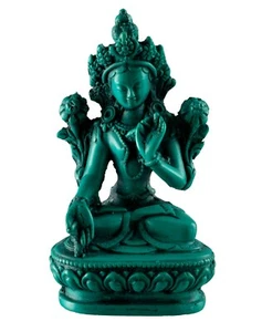 Statua Tara Bianca In Resina Buddha 10 Cm Turchese 5868 - Picture 1 of 6