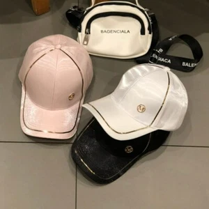 M Lettered Hat Women Fashion Sun Cap Spring Summer Topee Silk Fabrics Hat Ladys - Bild 1 von 12