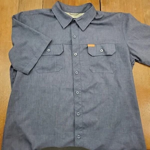 Orvis Shirt Mens Large Navy Blue Button Up Casual Outdoor Short Sleeve - Picture 1 of 12
