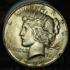 1923 D Peace Silver Dollar - AU+ !!