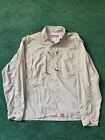 Simms Shirt Mens M Beige Solid Button Up Long Sleeve Vented Fishing Adult