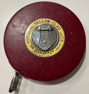 VINTAGE LUFKIN 100 FOOT STEEL TAPE MEASURE YELLOW CLAD-USA MADE - Picture 1 of 6