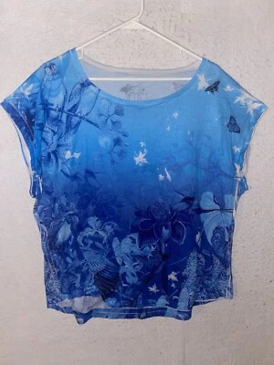 Guy Harvey Shirt Womens Large Blue White Sleeveless Ocean Fish Ladies - Image 1 of 4