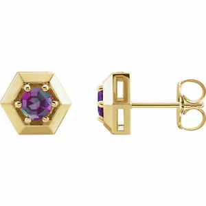 Chatham® Lab-Created Alexandrit geometrische Ohrringe in 14K Gelbgold - Bild 1 von 2