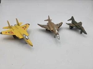 VTG TootsieToy Diecast Jet Plane F4 Phantom Camo F15 Yellow Gold Lot - Picture 1 of 8