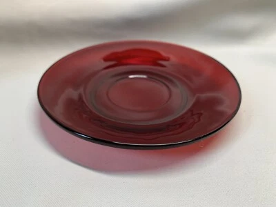 Vintage Ruby Red Depression Glass SAUCER Small Plate 5.75 Inch - A1224 - Image 1 of 4
