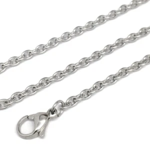 Collar de eslabón ovalado de acero inoxidable plateado de 30 pulgadas de largo para hombre 3 mm de ancho - Imagen 1 de 4