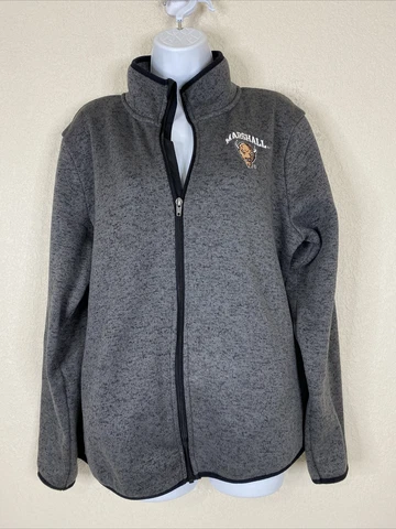 KA Knights for Her Women Size XL Gray Full Zip Marshal Thundering Herd Fleece Cover