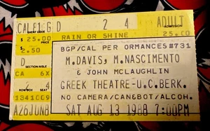 MILES DAVIS & JOHN MCLAUGHLIN - 13. AUGUST 1988 - GREEK THEATRE BERKELEY - TICKET - Bild 1 von 2