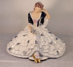 Vintage Royal Dux Bohemia sitzende Dame Lesebuch Figur 40er Jahre blaues Kleid signiert - Bild 1 von 17