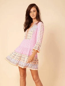 HALE BOB Kleid Kettenmix Geo Print Jersey Strick Glocke SLV Rosa Orange Blau Stufen XS - Bild 1 von 11