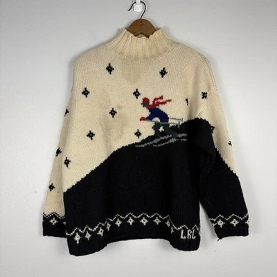 Винтажный Lauren Ralph Lauren лыж свитер шерсти средний классический опрятный насмешливый шеи пятна - Изображение 1 из 4