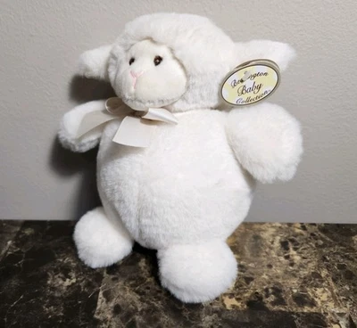 Bearington Baby Collection Lamb Sheep White Bow Beanbag Plush Doll w/tag - Image 1 of 4