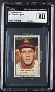 1963 Bazooka #2 Bob Rodgers Los Angeles Angels (hand cut) - CGC Authentic - Picture 1 of 2