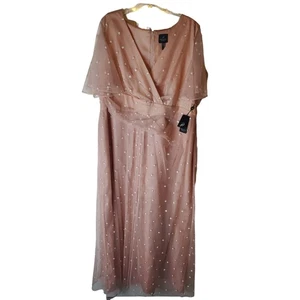 Adrianna Papell MelloBlush Metallic Flutter Sleeve Gown, NWT, 22W - Picture 1 of 6