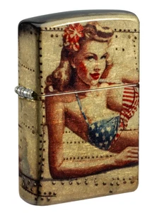 ZIPPO 540 DESIGN Lighter WWII NOSEART Pinup #2 DESIGN 81687  Made U.S.A. MINT - Picture 1 of 2