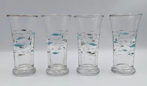 4 Vintage Libbey Mediterranean Atomic Fish Nautical Double Shot Juice 1962๐4.5" - Picture 1 of 4