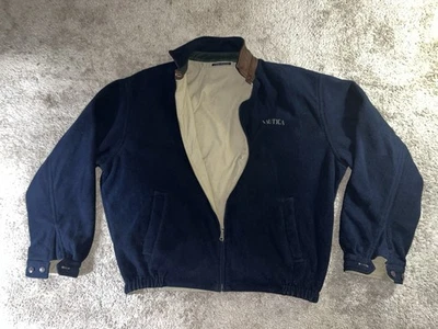 DE COLECCIÓN-NAUTICA-Chaqueta Reversible-XXL-Bronceado/Azul Marino Vellón-Cuello de Cuero-¡En muy buen estado!!! Foto 1 de 4