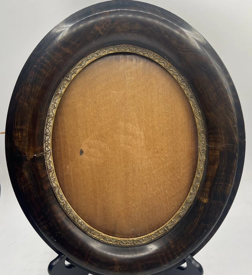 Antiguo marco de fotos de madera ovalado forro dorado dorado 12,25 x 14,25" rococó Foto 1 de 4