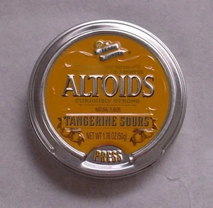 VINTAGE ALTOIDS TANGERINE SOURS CANDY EMPTY 1.76 OZ TIN - FS - Picture 1 of 4
