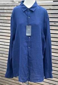 Dunkelblaues Hemd aus reinem Leinen von M&S mit Etikett Größe 3XL - neu mit Etikett - Bild 1 von 10