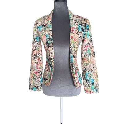 Topshop Petite Floral Open Front Blazer Jacket  UK 6 US 2 EUR 34 - Image 1 of 4