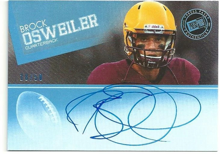 * BROCK OSWEILER * 2012 PRESS PASS BLUE AUTOGRAPH RC # 50 FUTURE STAR! - Image 1 of 1