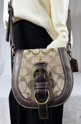 😎😎😎BOLSO DE COLECCIÓN COACH MINI GARCIA Saddle Caqui Metálico Marrón XBody ¡RARO! Foto 1 de 4