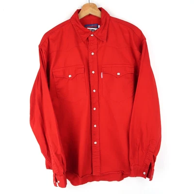 Vintage embroidered Western Shirt 90s Cowboy SZ L (T9330) - Image 1 of 4