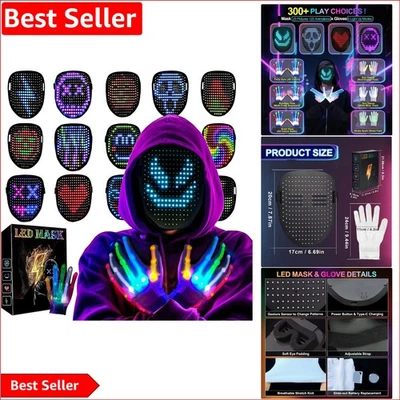 Vibrant LED Mask with Gesture Gloves - 50 Animations for Halloween & Cosplay - Image 1 of 4