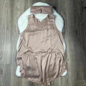 Lunya waschbares Seiden Pyjama Set mit Seidenaugen Schlafmaske L Large hellbraun - Bild 1 von 14