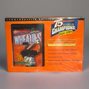 Mini caja de colección Wheaties Tiger Woods 75th Collectibles oro 24K firma 1999 - Imagen 1 de 2
