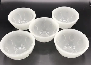 Set of 5 Thumbprint Smoked White Glass Bowls - Picture 1 of 6