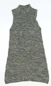 Topshop Womens Green Cotton Blend Size 8 Mock Neck - Picture 1 of 12