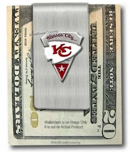 KANSAS CITY CHIEFS STAINLESS STEEL MONEY CLIP FOOTBALL SPORTS NFL FREE SHIP A' - Picture 1 of 15