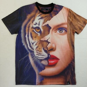 Hudson outerwear t-shirt large half woman tiger face print skate taylor swift - Picture 1 of 12