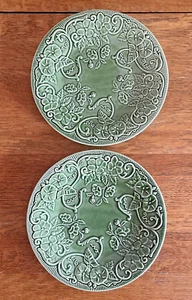 Bordallo Pinheiro Portugal Flowers Green Embossed Dinner Plate Set of 2 - Bild 1 von 7