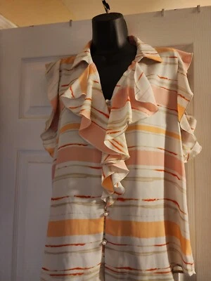 Blusa para mujer Karl Lagerfeld sin mangas con volantes talla mediana usada en excelente estado Foto 1 de 4