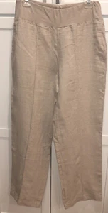 COLDWATER CREEK 100% Natural Linen Pull On WIDE Leg Beach Women’s Pants Sz 10 - Picture 1 of 7