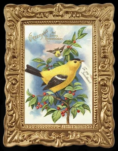Vintage Sweetheart Songbird Bird Miniature Dollhouse Art Picture 8182 - Picture 1 of 1
