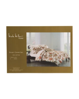 Nicole Miller Full / Queen Duvet Cover Set Belgarum Spice Cotton Sateen Shams - Image 1 of 2