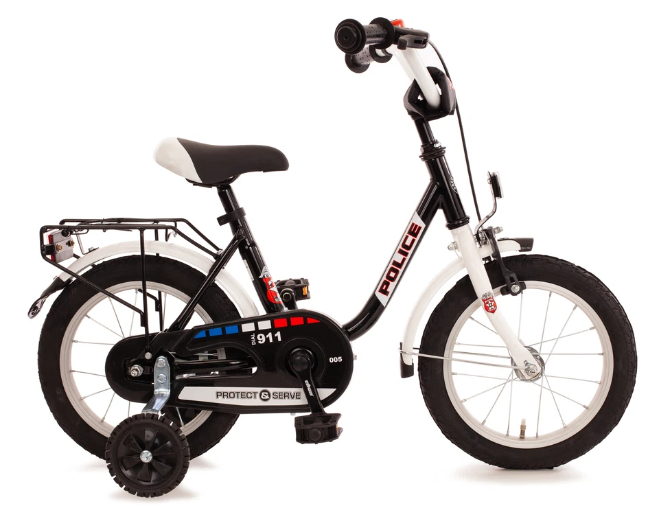 Bachtenkirch Police 14 Zoll Kinderfahrrad - Schwarz/Weiß
