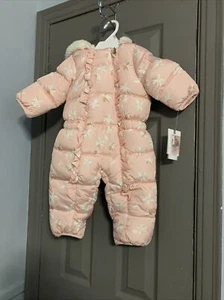 Jessica Simpson Girls Infant Baby 12 Month Pink Winter Snowsuit  New Retail $85 - Picture 1 of 19