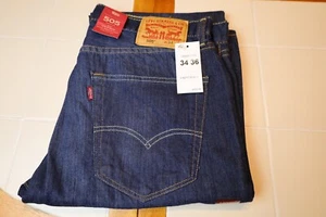 Pantalones de mezclilla Levi Strauss & Co. 505 regular azul oscuro pierna recta nuevos con etiquetas para hombre 34”x 36” - Imagen 1 de 17